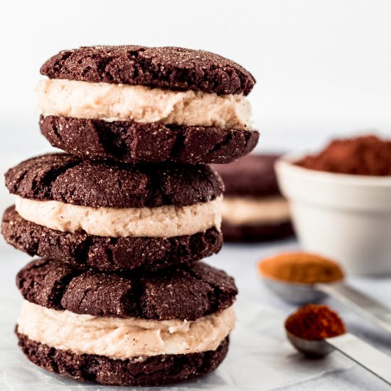 chocolate sugar cookie sandwiches