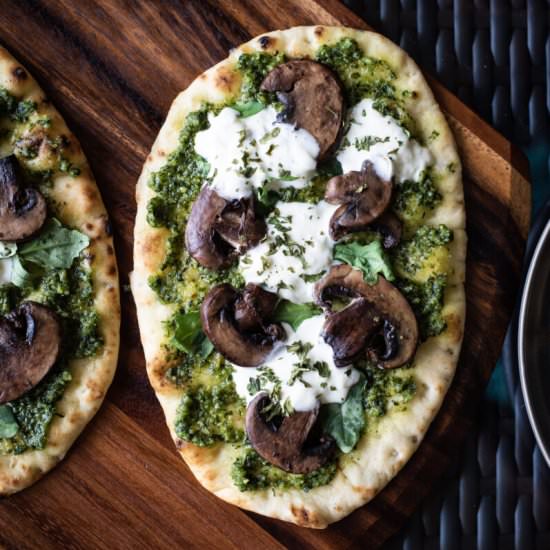Mushroom Pesto Flatbread Pizza