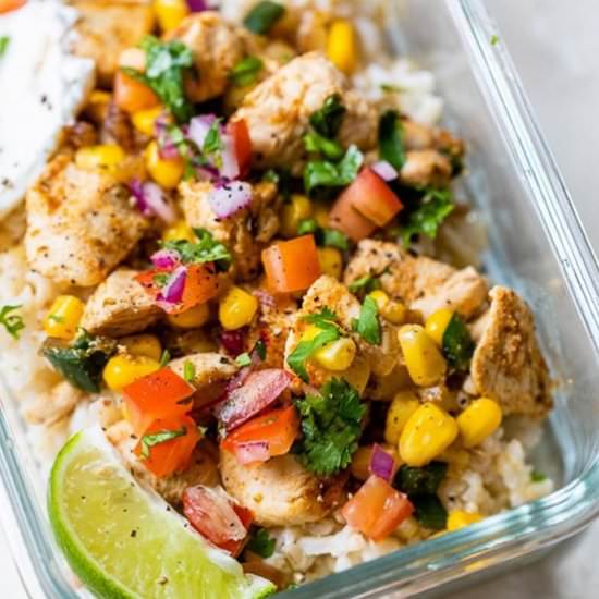 Chicken Taco Poblano Rice Bowls