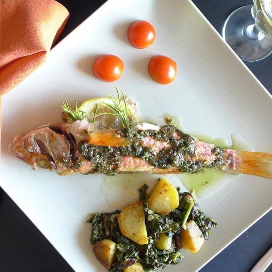 Roasted Red Mullet, Picada Sauce