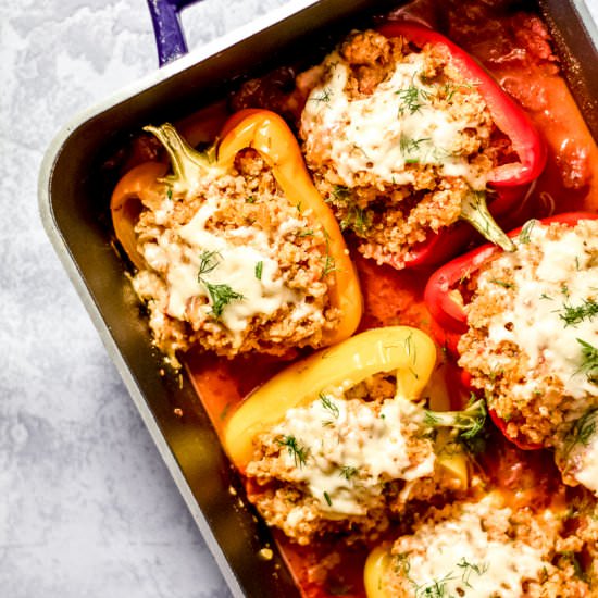 Turkey Parmesan Stuffed Peppers