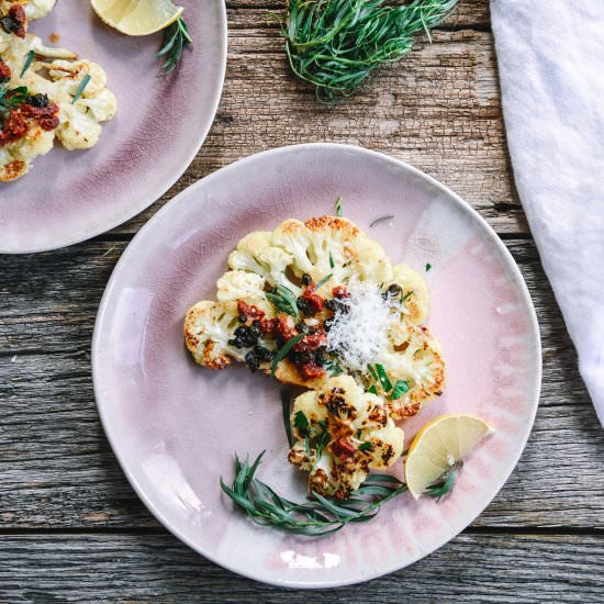 Lemon and Caper Cauliflower Steaks