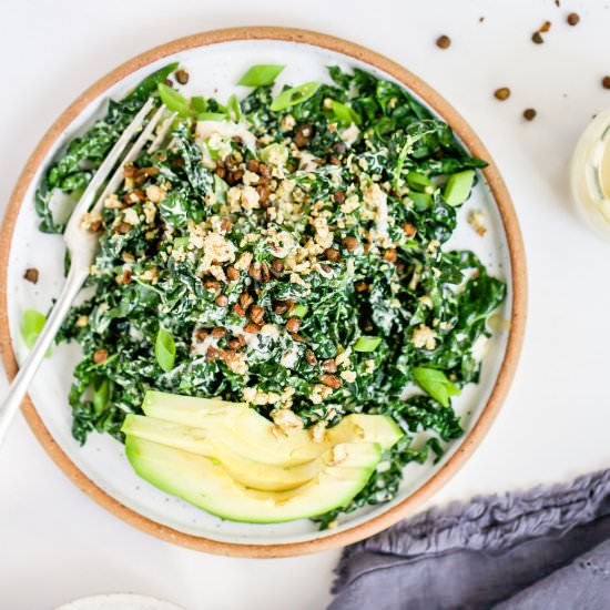 Vegan Kale Caesar Salad