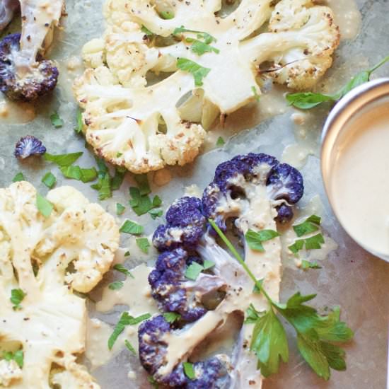 roasted cauliflower & peanut sauce