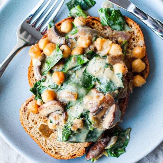 Greens, Beans, Mushrooms, and Gravy
