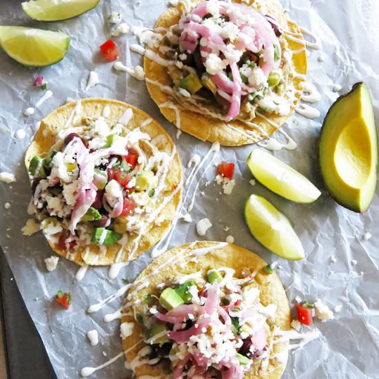 Salsa Verde Chicken Tostadas