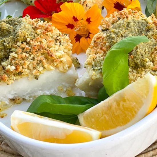 Baked fish with Almond Panko Crust