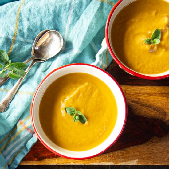 Roasted Eggplant Soup with Tomatoes