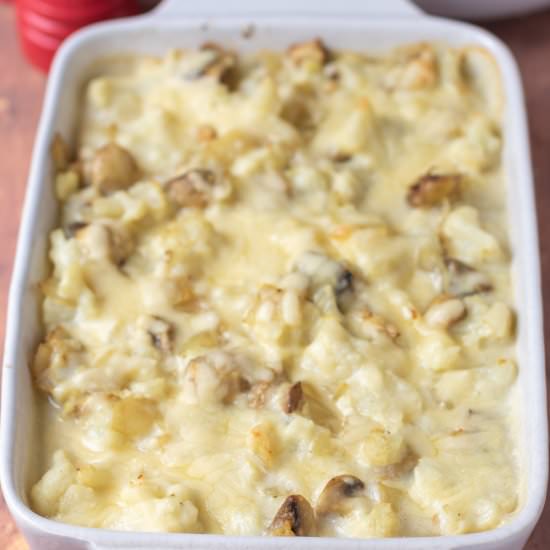Cauliflower Cheese Mushroom Bake