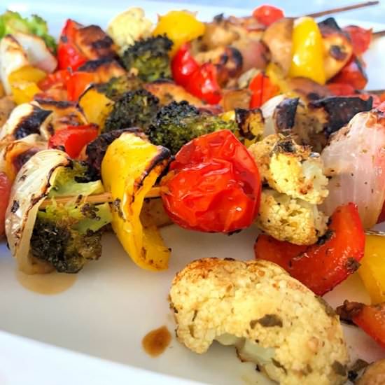 halloumi and vegetable skewers
