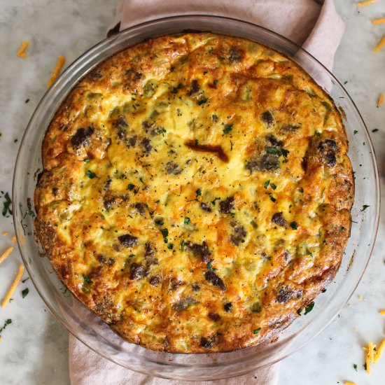 Sausage Green Chili Crustess Quiche