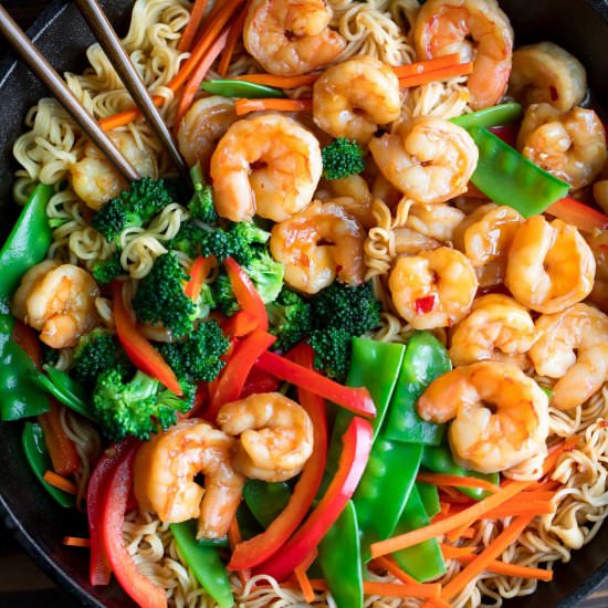 Shrimp Stir Fry with Ramen Noodles