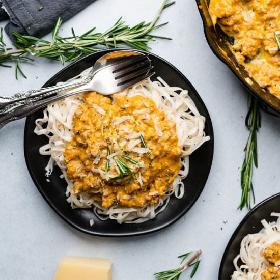 Keto Pumpkin Alfredo with Turkey