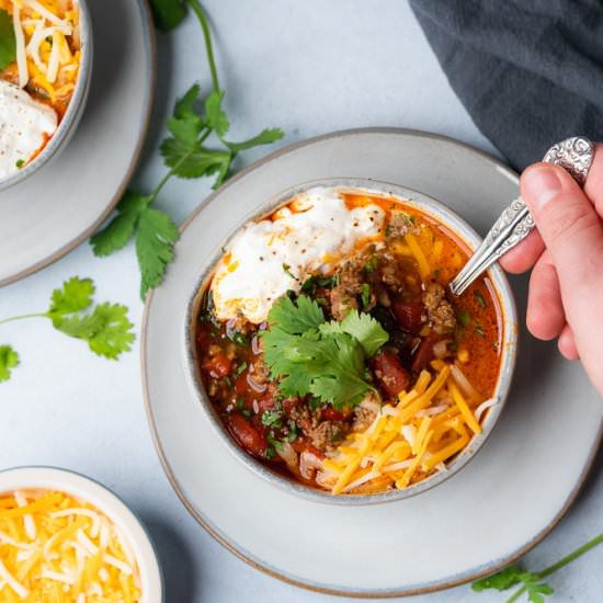 Low Carb Keto Spicy Turkey Chili