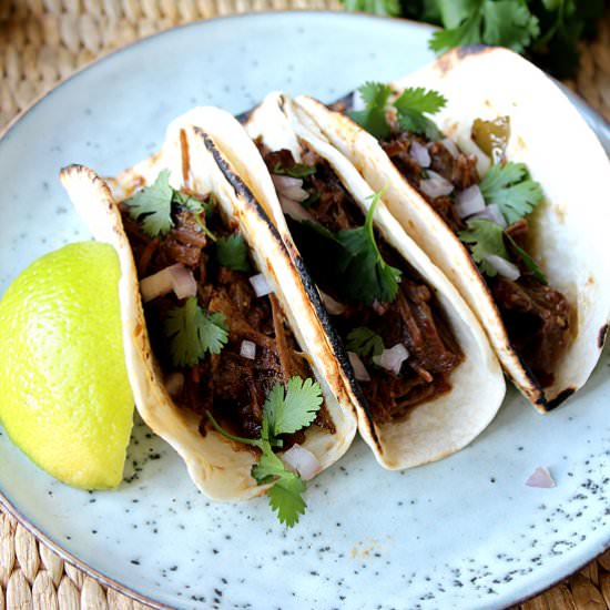 Barbacoa beef tacos