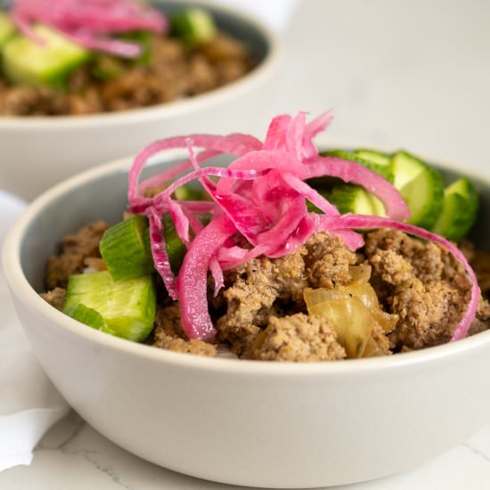 Ground turkey rice bowls