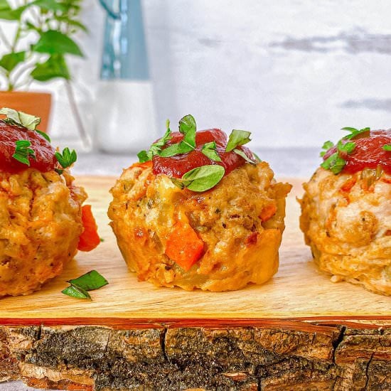 Healthy Mini Chicken Gouda Meatloaf