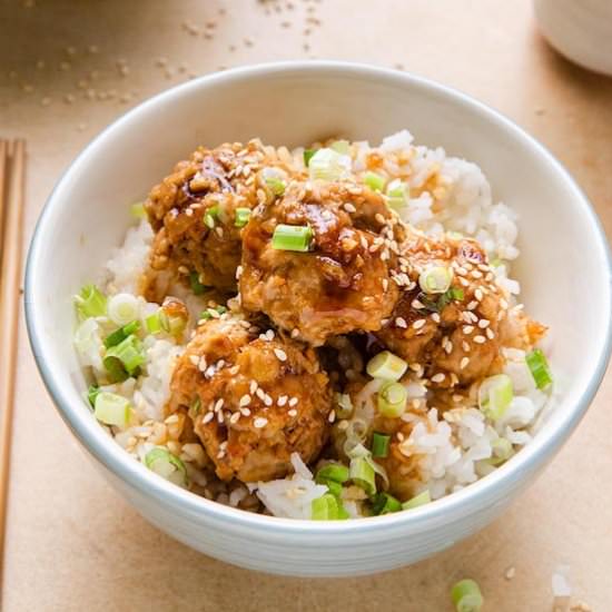 Chicken Teriyaki Meatballs and Rice