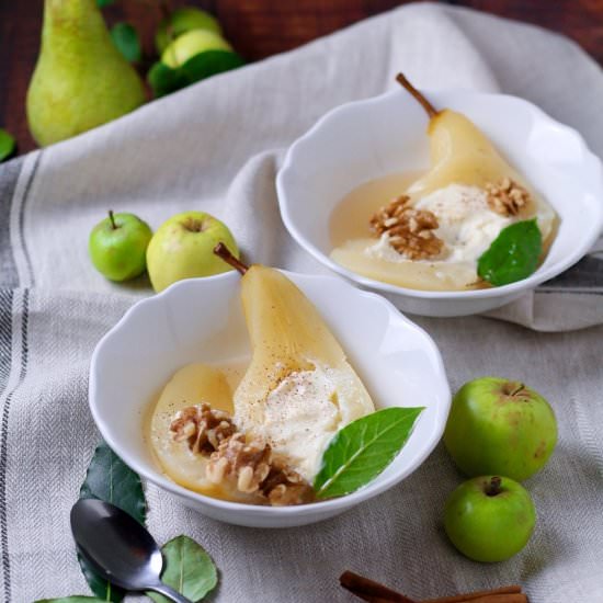 White Wine Poached Pears