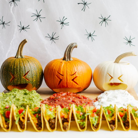 Puking Pumpkin Halloween Taco Board