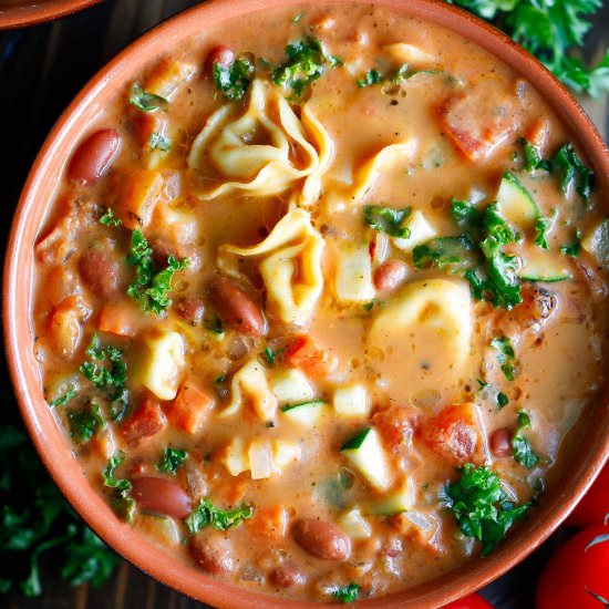 Creamy Tortellini Minestrone Soup
