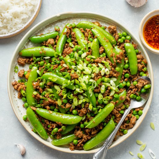 Crispy Pork and Pea Stir Fry