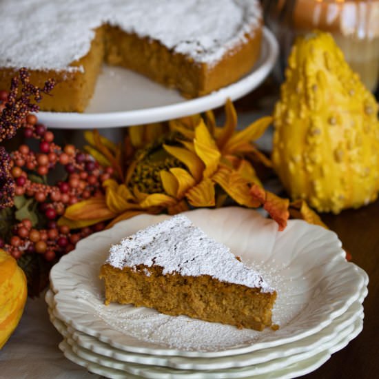 Pumpkin-White Chocolate Souffle Cake