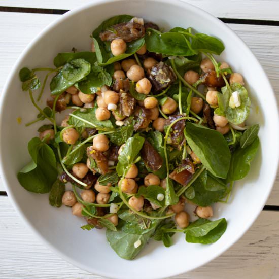 Cresson, Garbanzo Beans, Dates Salad