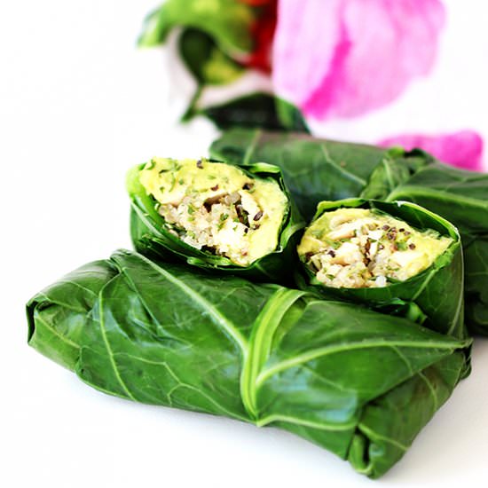 Chicken Avocado Collard Wraps