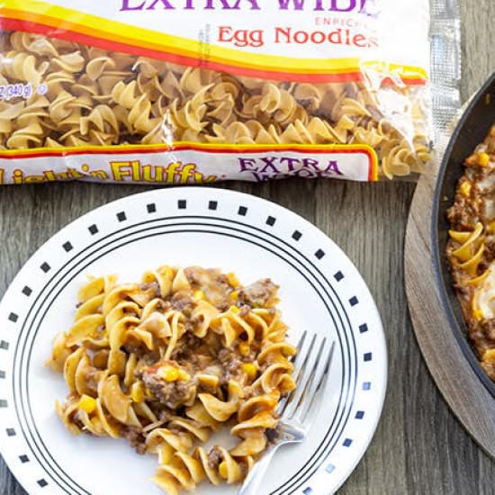 cheesy beef taco noodles