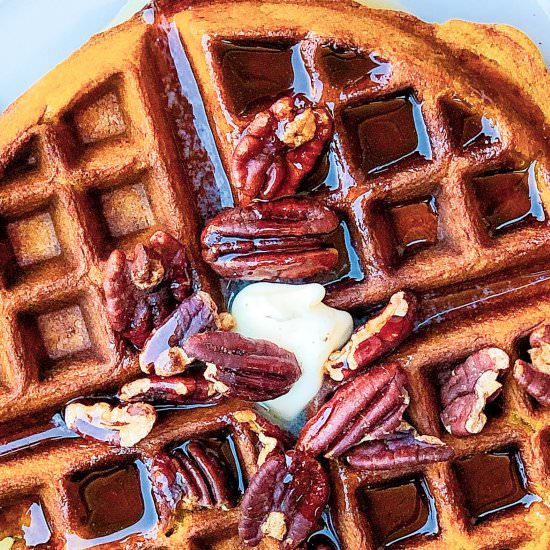 Sweet & Spicy Roasted Pecan Waffles