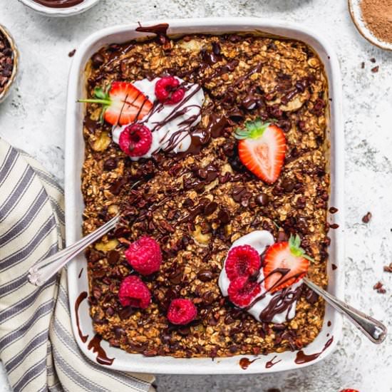 Triple Chocolate Brownie Baked Oats