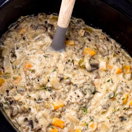 Slow Cooker Mushroom Wild Rice Soup