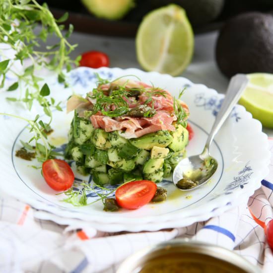 Cucumber Avocado Tartare with Parma