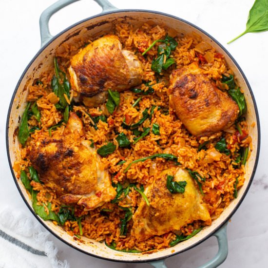 Chicken Paprika and Spanish Rice