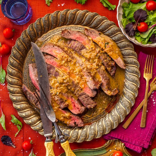 Flank Steak with Shallot Sauce