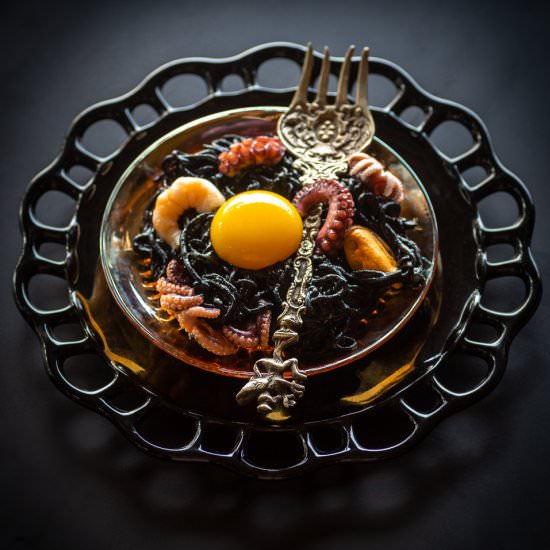 Squid Ink Pasta with Seafood