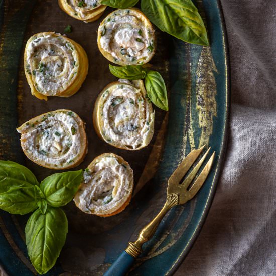 Mini Rolled Egg Crepes with Ricotta