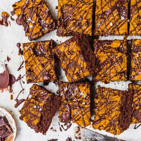 Chocolate Pumpkin Swirl Brownies