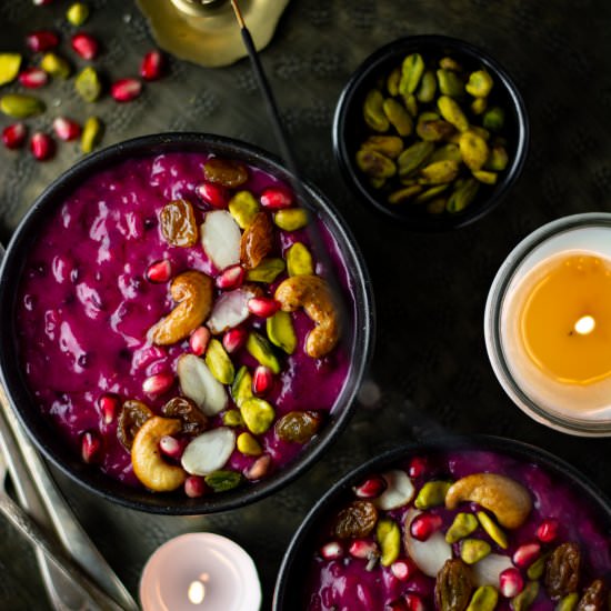Vegan beet & rice pudding (kheer)