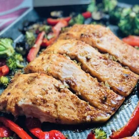Sheet Pan Dijon and Honey Salmon