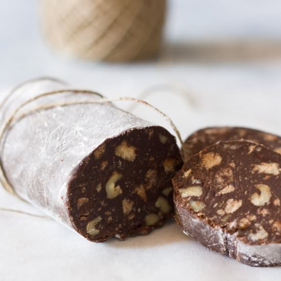 Easy Egg-free Chocolate Salami