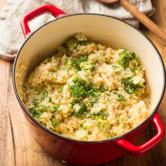 Vegan Broccoli Cheese Risotto