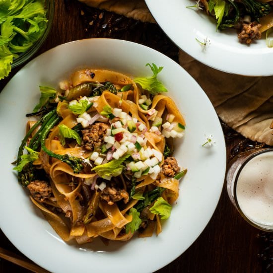 Cumin Pork Noodles w Apple Relish