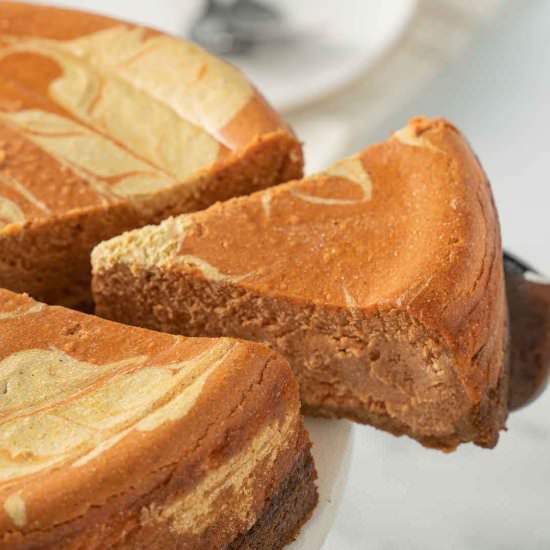 Keto Swirled Pumpkin Cheesecake