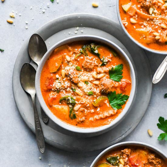 Dairy Free Gluten Free Lasagna Soup