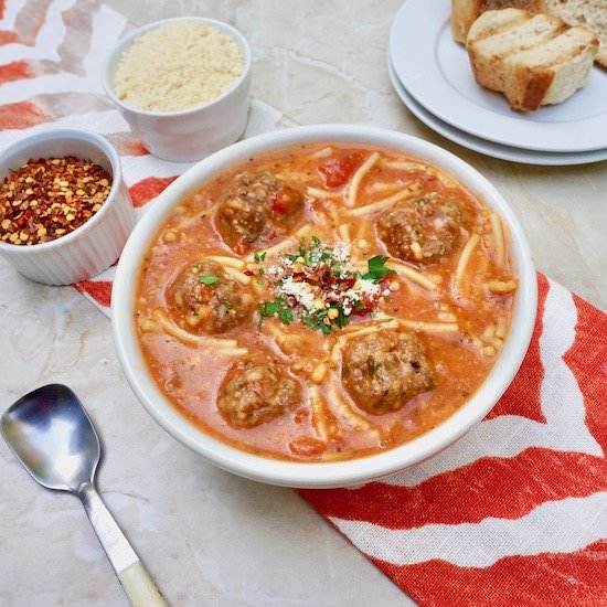 Spaghetti Meatball Soup