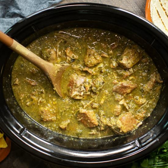 Slow Cooker Hatch Green Chile Color