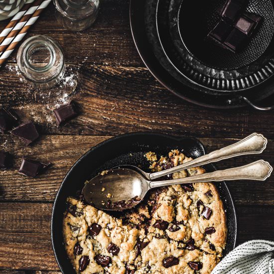 Skillet chocolate chip cookie