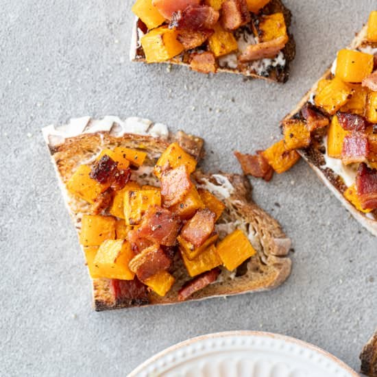 Roasted Butternut and Bacon Toast